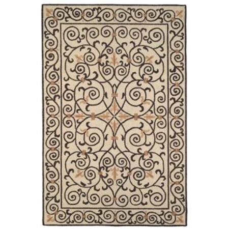Safavieh 2 ft. - 6 in. x 10 ft. Runner, Transitional Chelsea Ivory And Dark Brown Hand Hooked Rug HK11H-210